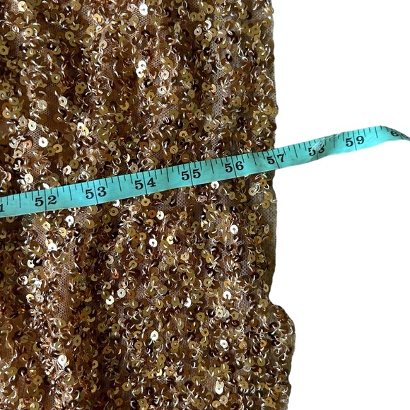 Zara gold sequins v neck maxi dress sleeveless size large disco wedding cocktail - Picture 10 of 11